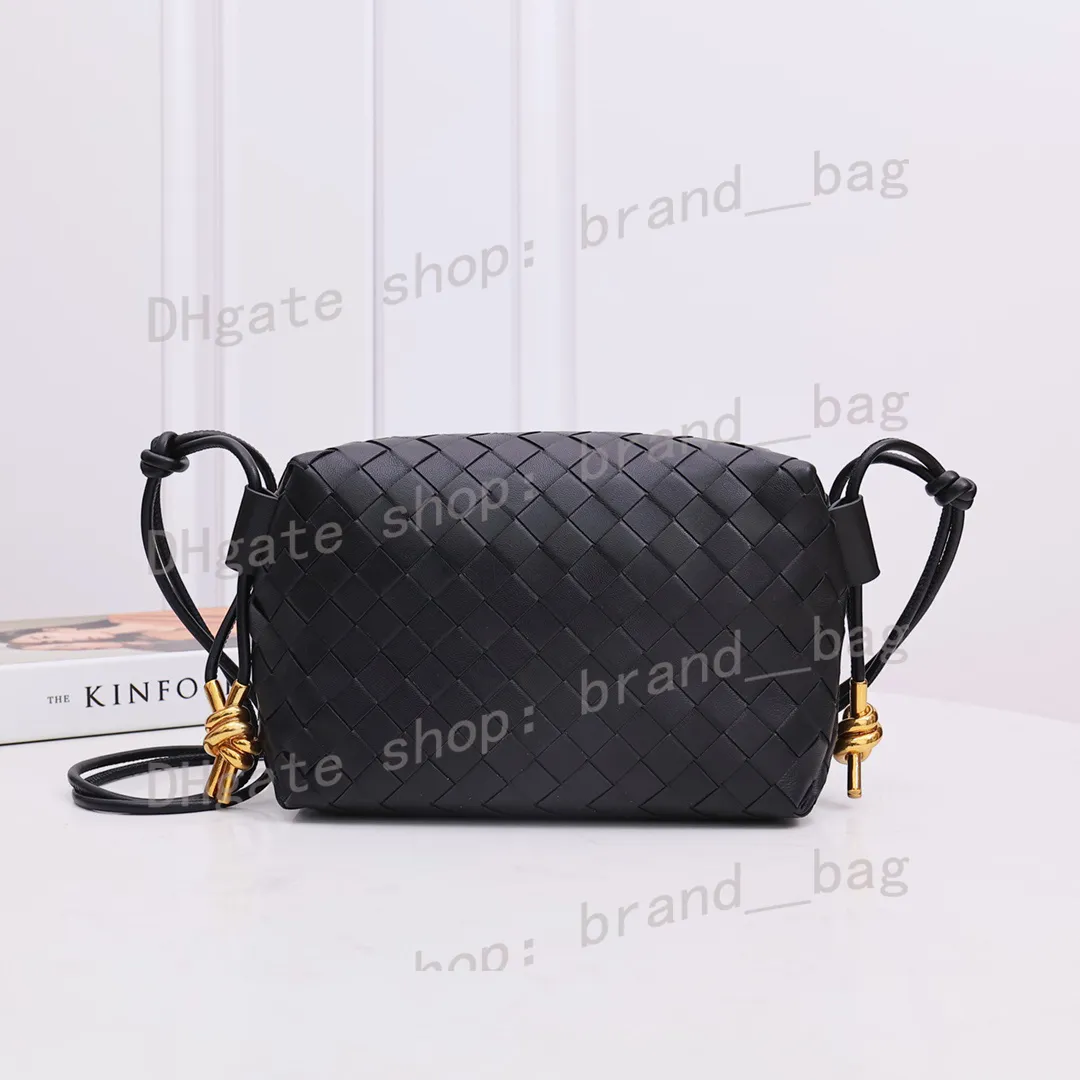 Designer Woven Leather Crossbody Bag Stylish Camera Bag with Metal Tie Detailing