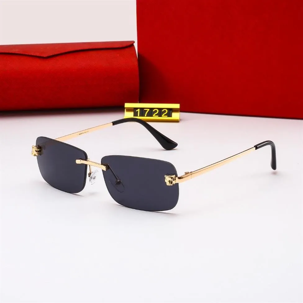 Metall Populära stil Rimless Solglasögon Män kvinnor med C Decoration Wire Frame Unisex Eyewear For Summer Outdoor Travel 300Q