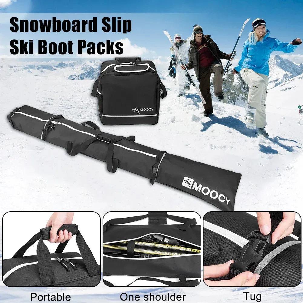 Ski Snowboard Bags 2 Piece Set Waterproof Ski Boot Pouch Durable Ski Duffle Bag for Adults and Kids