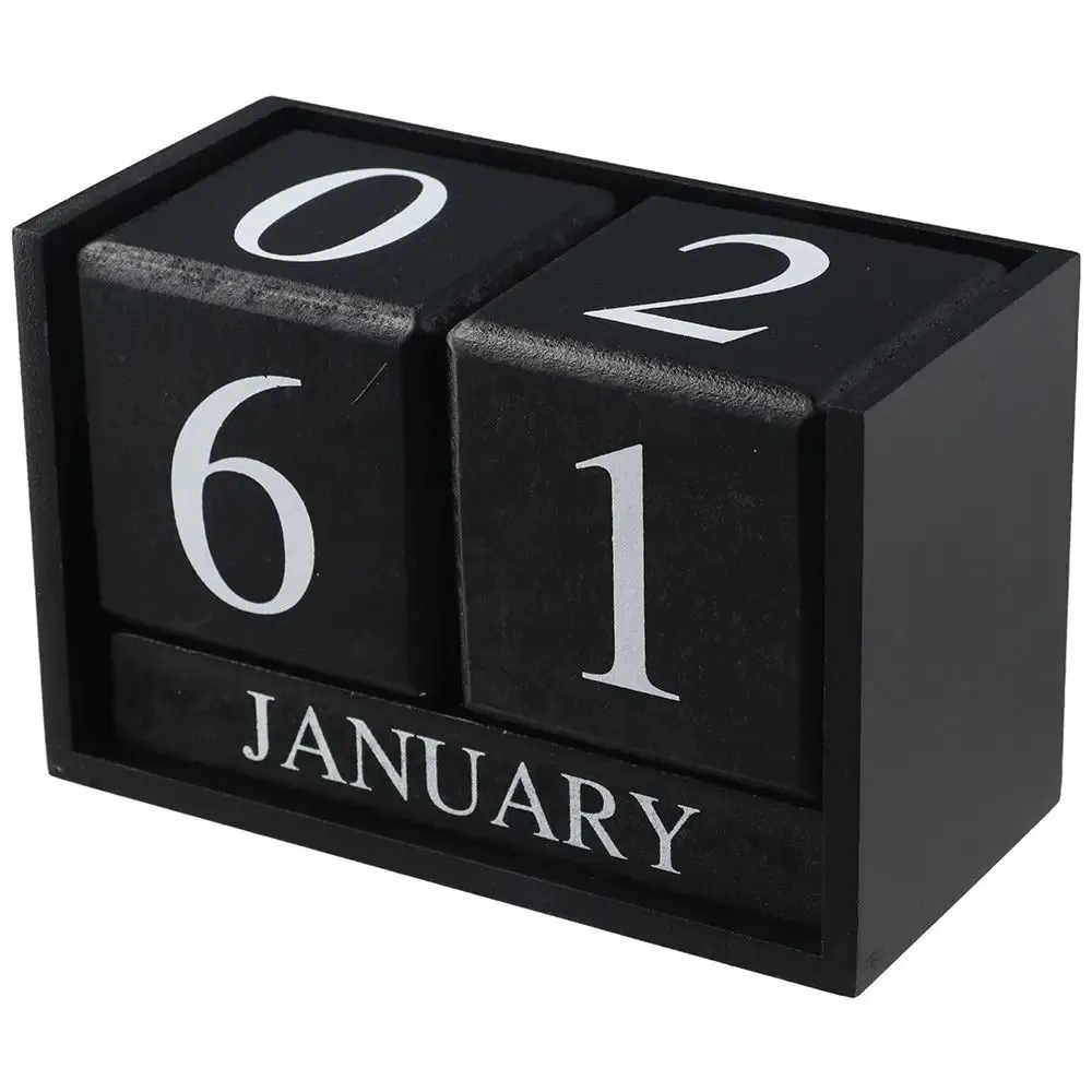 Objetos decorativos estatuetas preto desktop calendário acessórios de mesa blocos perpétuos de madeira decoração feminina 231219