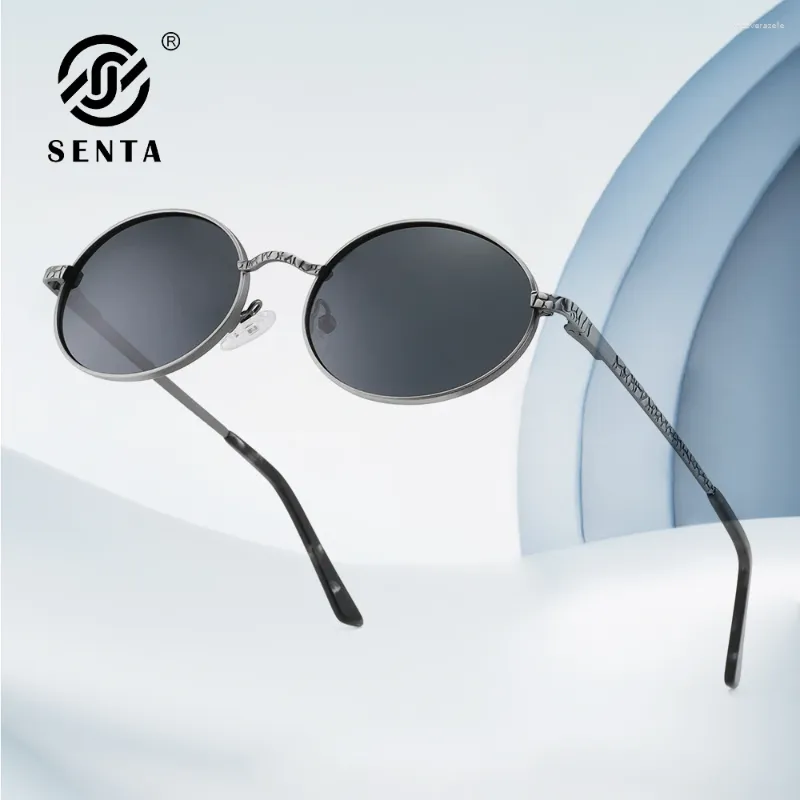 Lunettes de soleil rétro ovales en métal polarisées pour femmes et hommes, petites lunettes de soleil Vintage des années 90, lunettes de styliste esthétiques