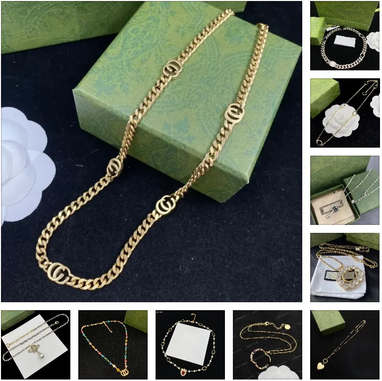 Gold Designer G Jewelry Fashion Necklace Gift Mens Long Letter Chains Necklaces for Men Women Golden Chain Jewlery Party -7