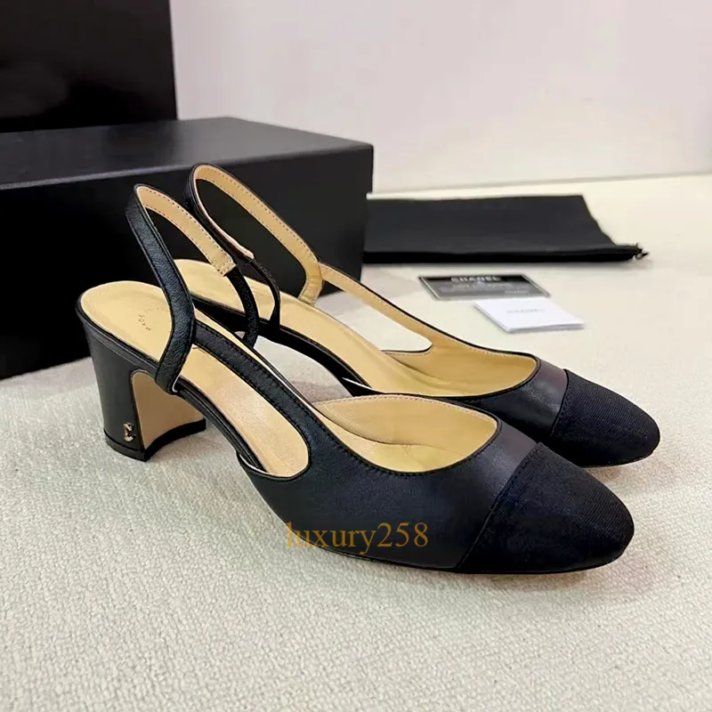 Lüks Slingbacks Sandal Tasarımcı Bale Daireler Bayanlar Partisi Gelinlik Ayakkabıları Tıknaz Topuklar Fransız Düz Bowknot Yuvarlak Kafa Baş Lady Resmi Elbise Ayakkabı