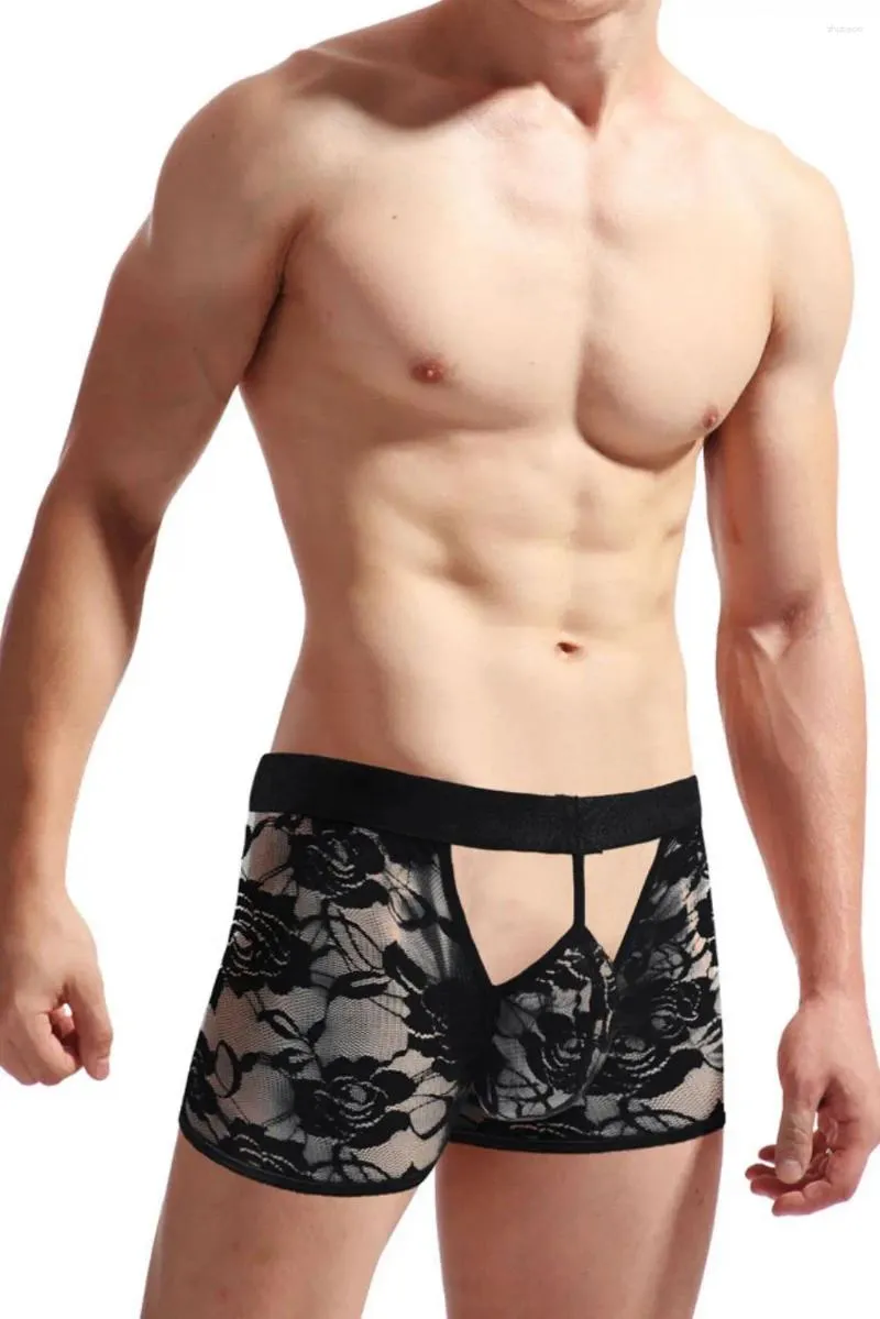 Underpants Men Sexy Underwear Boxer Shorts Soft And Comfortable Fabric Open Lace Pocket Flat Feet