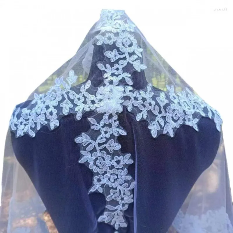 Eşarplar Beyaz Tek Katmanlı Dantel Headscarf Gelin Düğün Dökme Kapı Eşarp