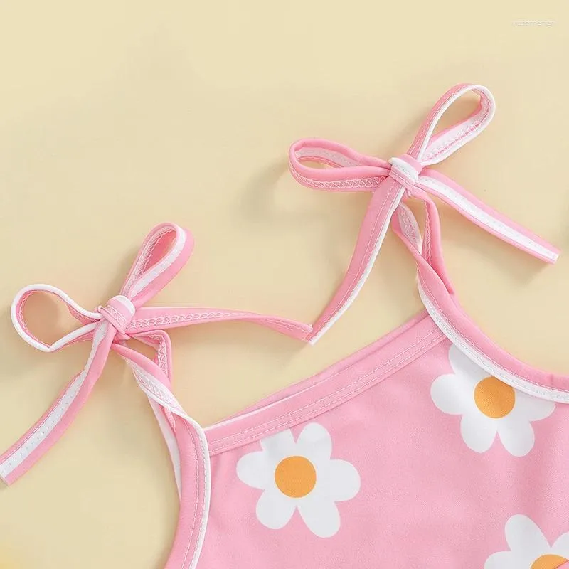 Conjuntos de roupas da criança bebê menina maiôs boho floral impressão halter tank top babados shorts 2 peça verão maiô biquíni