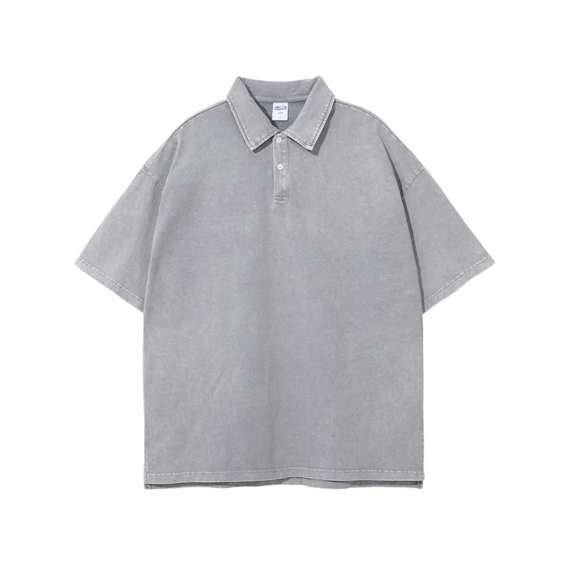 2024SS Summer Heavy Cotton Wash Water Short-Sleeve T-Shirt Polo Shirt