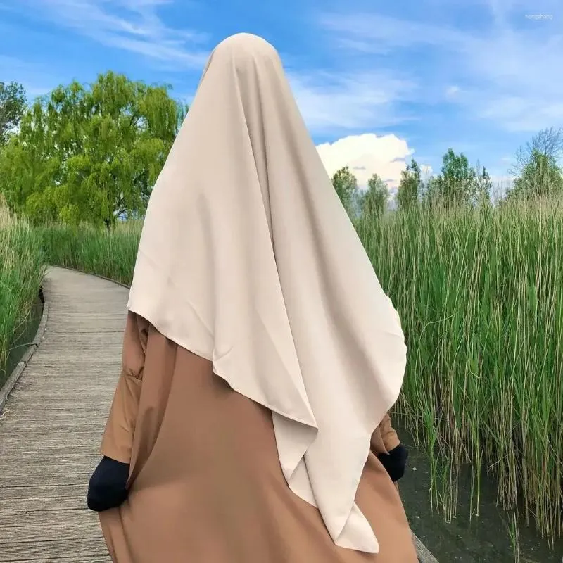 Ethnic Clothing Ramadan Solid Hijab Khimar Islam Abaya Eid Turban Hijabs For Woman Lace-up Head Scarf Kaftan Headwraps Muslim Fashion