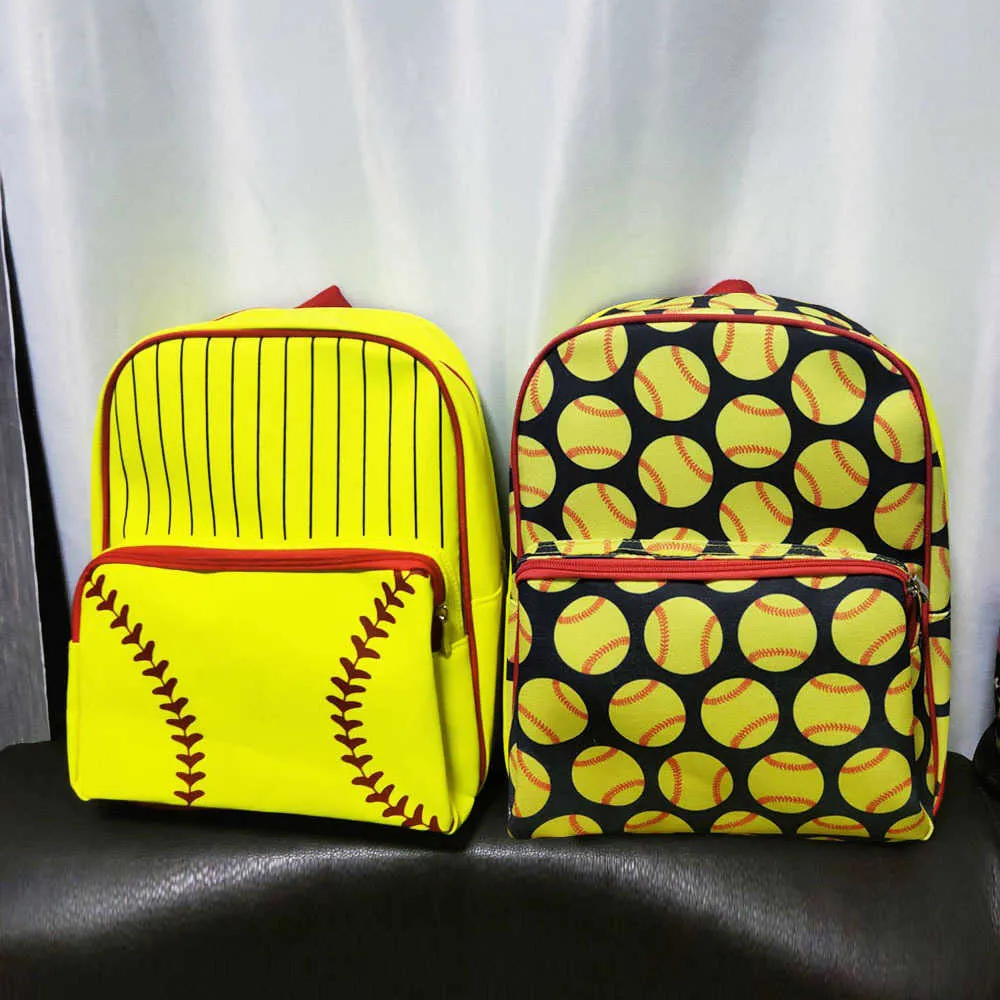 Backpack Yellow Baseball Softball Backpack Style Outdoor Children's Elementary School Outdoor Bag Boy Girl Gifts