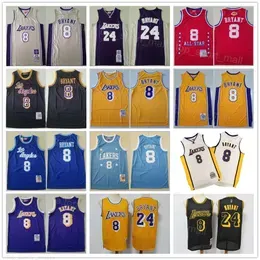 Vintage Basketball Retro Mitchell and Ness Jerseys 8 Breathable Yellow Purple White Black Beige Blue Team Color Sport Fans Excellent Quality Uniform