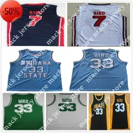NCAA Mens Vintage Indiana State Sycamores Bird #33 College Basketball Jerseys Nation Team Dream Larry #7 Baby Blue Black Valley High School