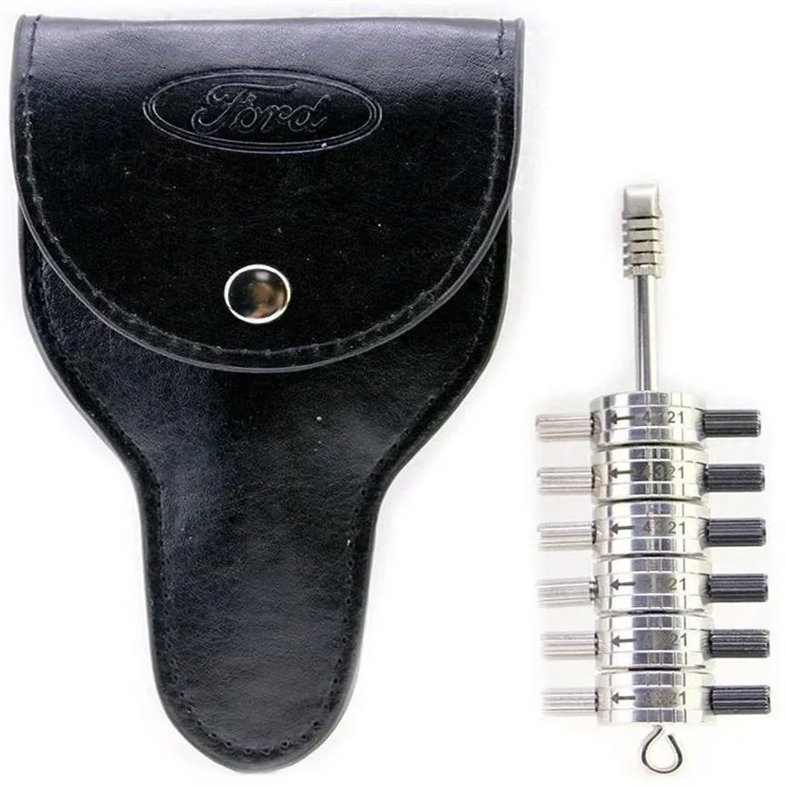 Outils à main Premium Ford Tibbie Key Lock Pick Décodeur 6 cylindres Lecteur Outils de serrurier automobile avec étui en cuir 2855