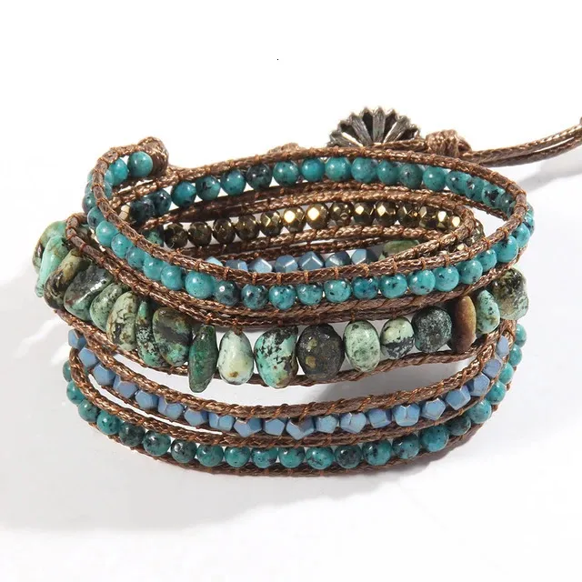 Boho Chic Beaded Wrap Bracelet: Handmade 5-Strand Natural 