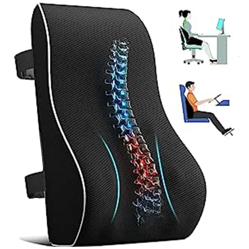 Back Massager Pillow Office Chair Lumbal Support Memory Foam Cushion Förbättra hållningen bildatorstolar stora bakkuddar 231218