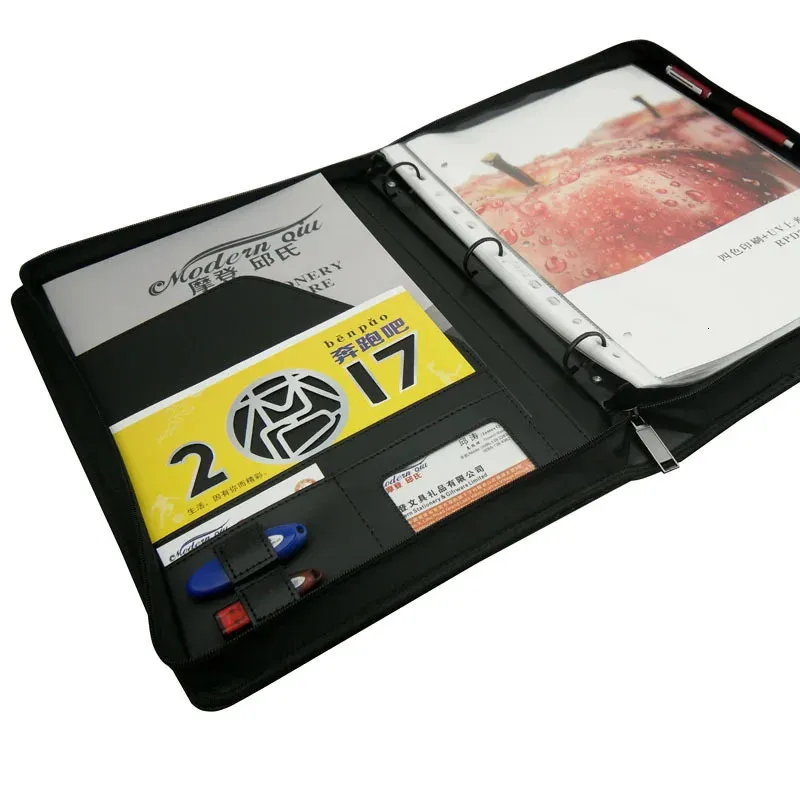 Archiefbenodigdheden PU Padfolio Effen Kleur A4 Manager Bindmiddel Zakelijk Kantoor Hoogwaardige Bestandsmappen Producten 231219