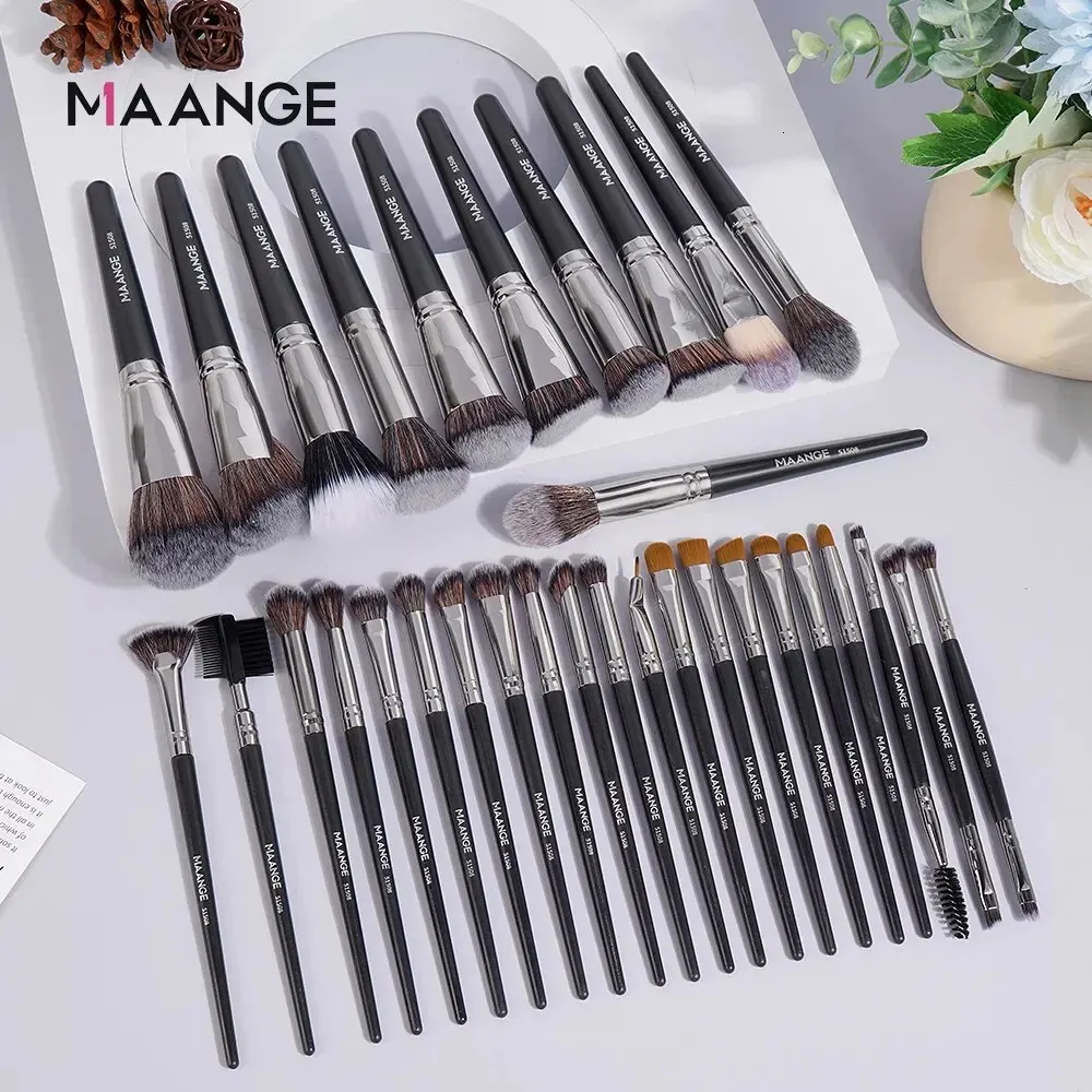 Make-up-Pinsel MAANGE 32-teiliges professionelles Make-up-Pinsel-Set, synthetische Kabuki-Grundierung, Kontur, Rouge, Concealer, Lidschatten-Mischpinsel 231218