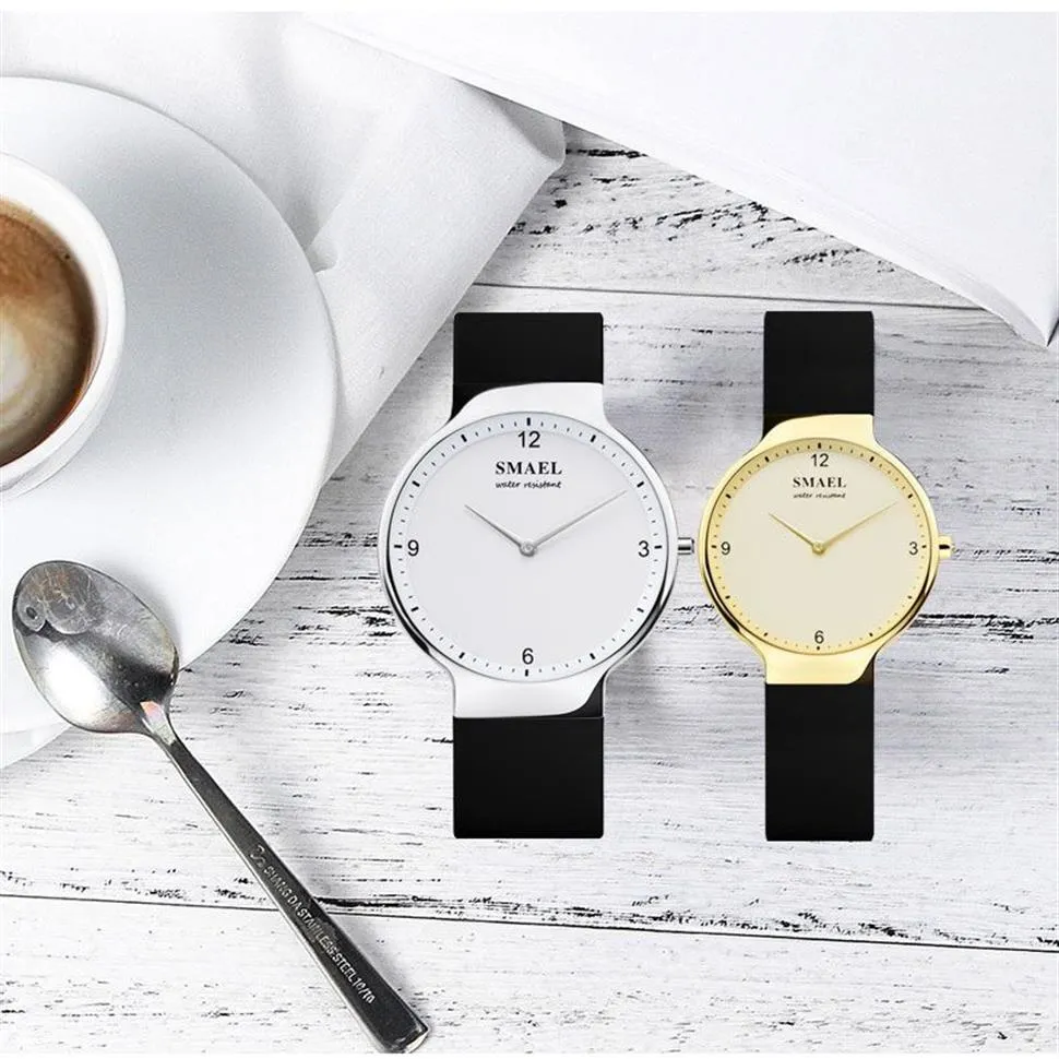 Casual Quartz Watch Zestaw 1835 Prosta para elastyczna wodoodporna zegarek dla miłośników Zestaw Silver Relogio de Casal Top Gift328s