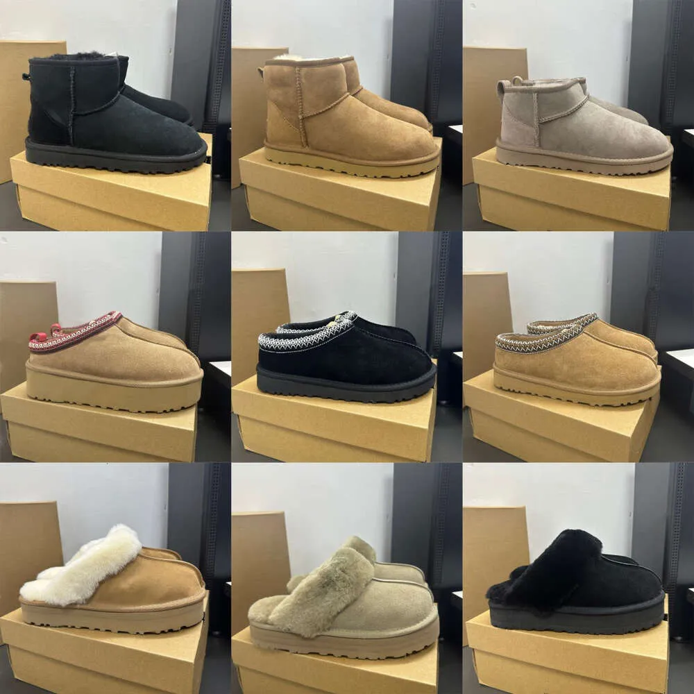 Tasman Laarzen Kastanje Designer Bont Schapenvacht Laarsjes Tazz Muilezels vrouw Mannen Ultra platform laars Schoenen Suède Bovenwerk Comfort Herfst Winter Enkellaarsjes Australië