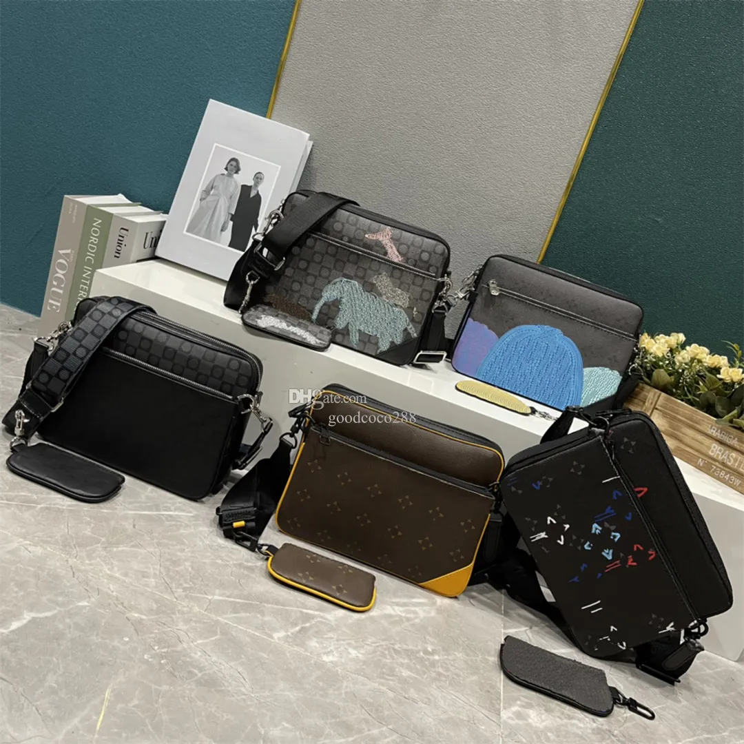 Luxurys messenger väska män läder designer väska män tote väskor crossbody väska skolväskan man handväska ryggsäck plånbok handväska claeess dunks skoess 30233 69443