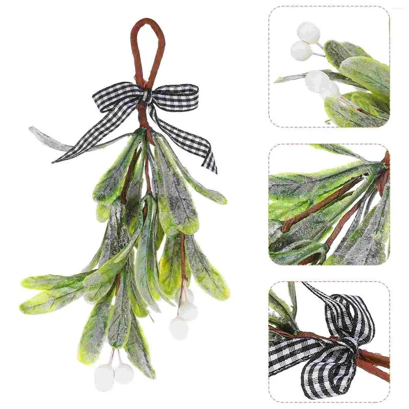 Dekorativa blommor Mistletoe Ornament Artificial Pick Christmas Gifts Flower Picks White Fake Branches Hanging Stem Bouquet Decor