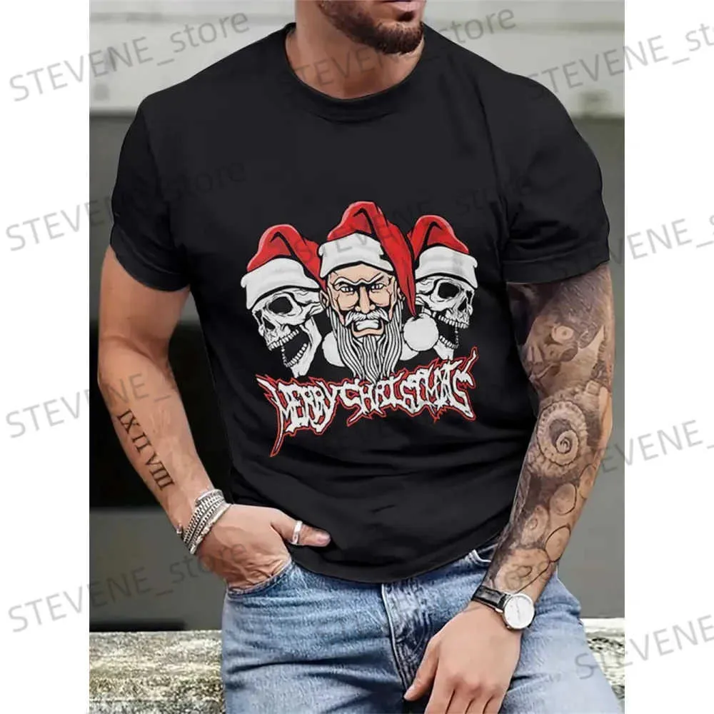T-shirts pour hommes Festival T-shirts de Noël pour hommes Crâne 3D Imprimer T-shirt pour hommes à manches courtes T-shirts de mode décontractés Hommes Vêtements Tops de Noël T231219