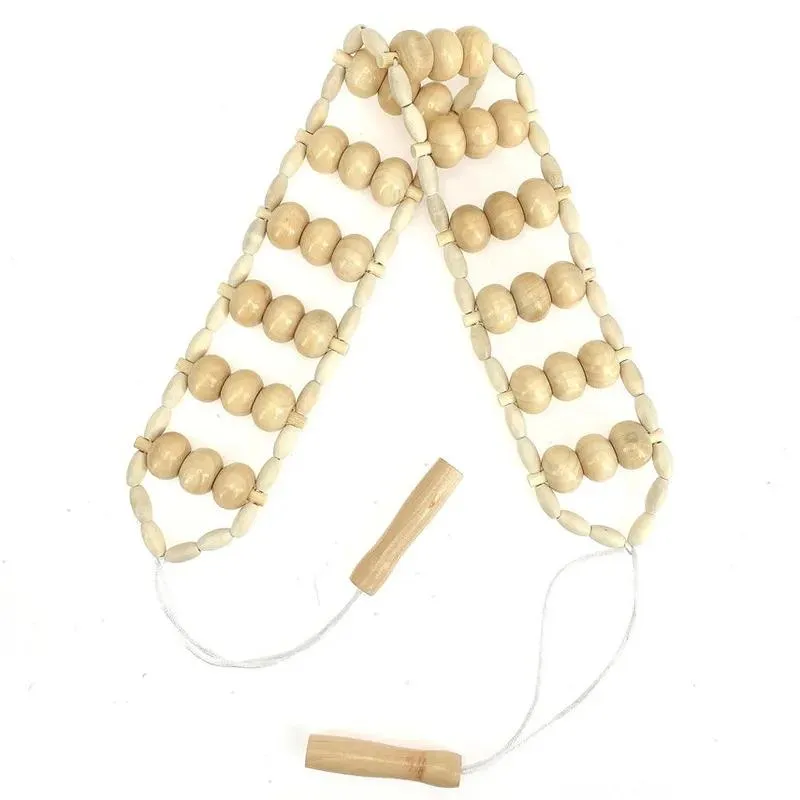 Massager Wood Back Massage Roller Rope Wood Therapy Cellulite Tools Självverktyg för nackben Smärtlindring 220712