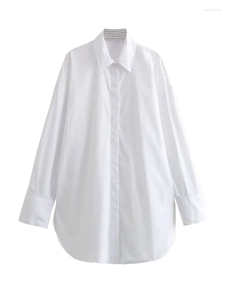 Kvinnors blusar Autumn Women Solid Long Blus Tops 2023 Office Ladies Lapel Single Breasted Sleeve Shirt Causal Pending