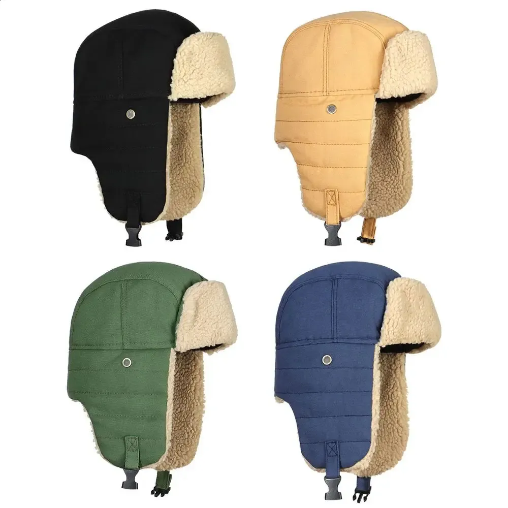 Tuzak şapkaları moda kadın erkekler bombacı Rus Ushanka Sıcak Kış Kürklü Kürklü Kulak Kayak Şapkası Kar Kapakları Bonnet 231219