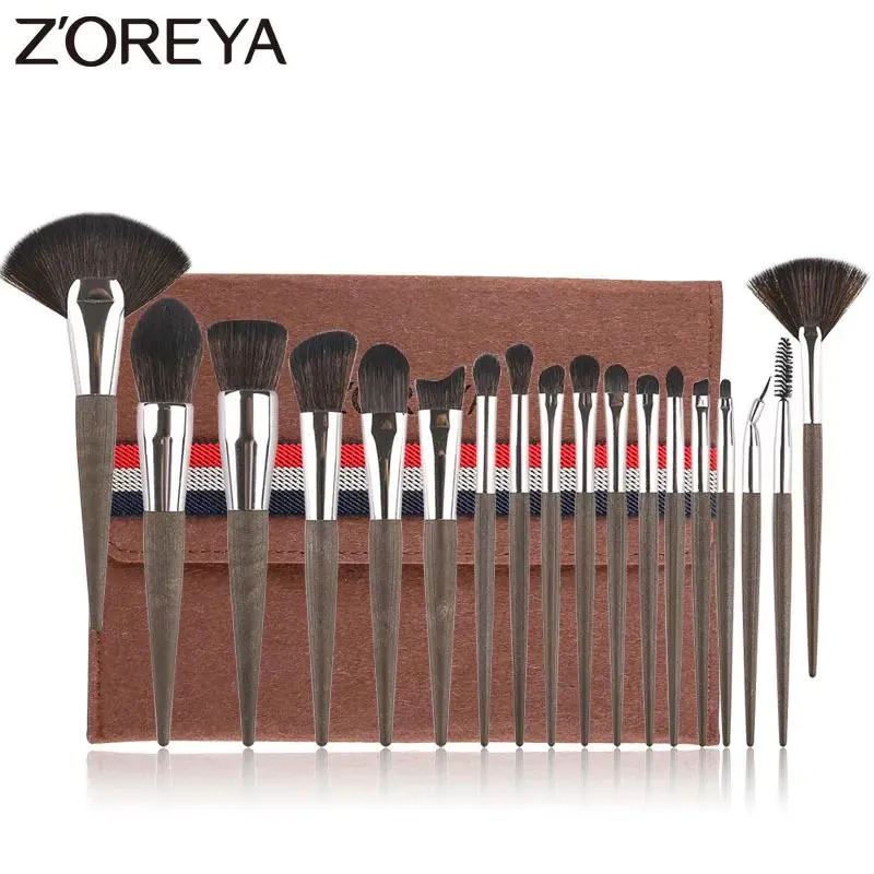 Escovas Zoreya 18 Pcs Pincéis de Maquiagem Profissional Sintético Make Up Brush Set Powder Foundation Lip Sombra Cosmética Ferramentas Kit 201008