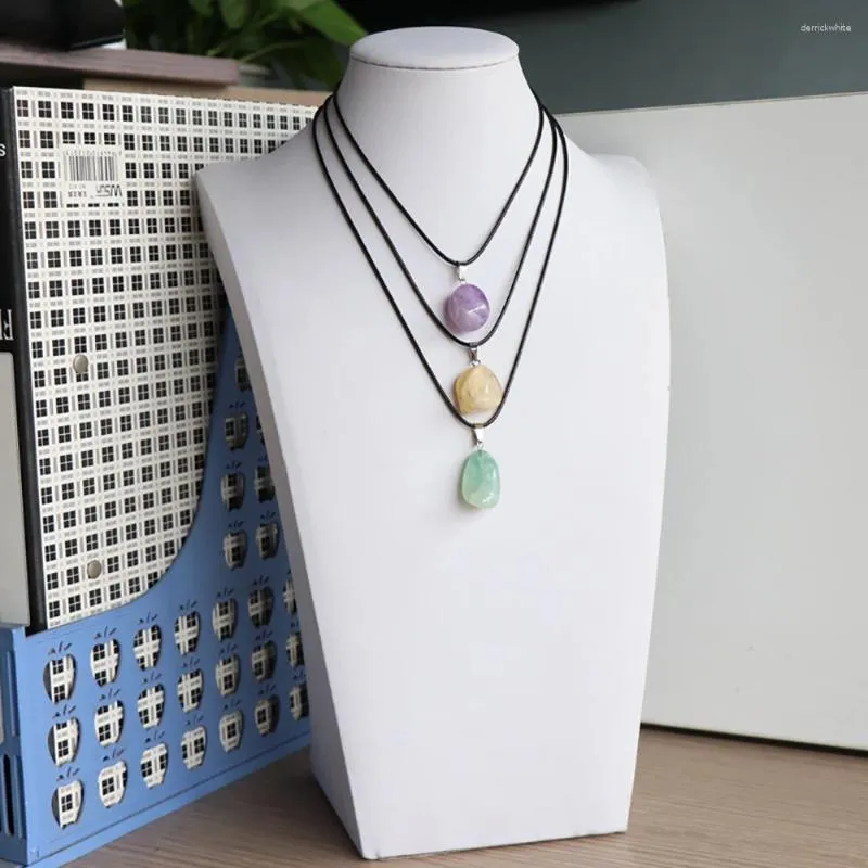 Pendant Necklaces 45cm Natural Irregular Shape Crystal Citrines Prehnite Amethysts Stone Necklace Charm Women Jewelry Gifts Size 14-18mm