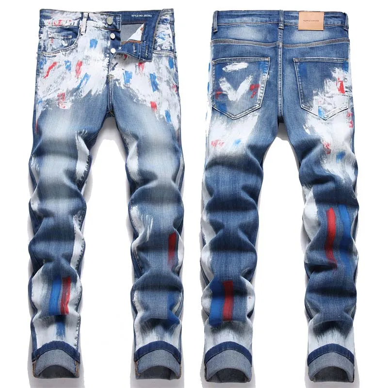 Purple Jeans Designer Mens Jeans Mens Retro Patchwork Flared Pants Wild Stacked Ripped Long Trousers Straight Y2k Baggy Washed Faded For Men 3582