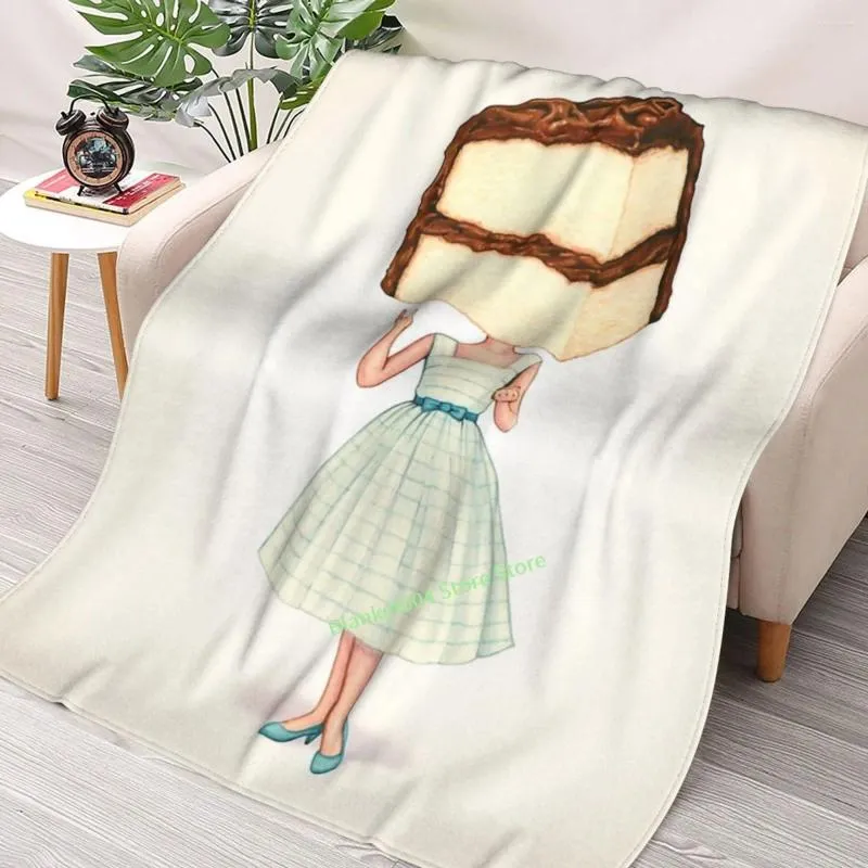 Filtar Cake Head Pin-up Choolate Throw Filt 3D Printed Soffa sovrum Dekorativa barn Vuxen Julklapp