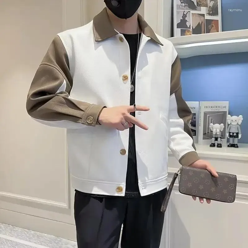 Giacche da uomo Moda Uomo Giacca casual Color Blocking Cappotto allentato alla moda di fascia alta Top Ropa Hombre Abbigliamento