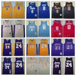 Mitchell and Ness Basketball Jerseys 8 Bean The Black Mamba 2001 2002 1996 1997 1999 Stitch High Quality Team Yellow Blue Purple Vintage Mans Uniform