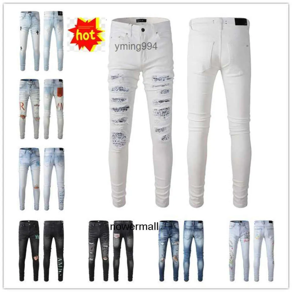 Jean amari amirl amirlies byxor am amis imiri amiiri byxor ny ankomst mens lyxiga coolguy designer denim rily am2 biker jeans hål man kläder wp82