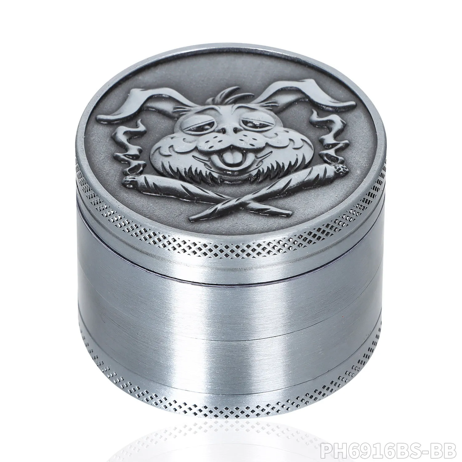 Grinder 50mm 4 strati in lega di zinco bronzo metallo smerigliatrice di fumo modello di coniglio di cartone animato accessori per sigarette di colore solido all'ingrosso