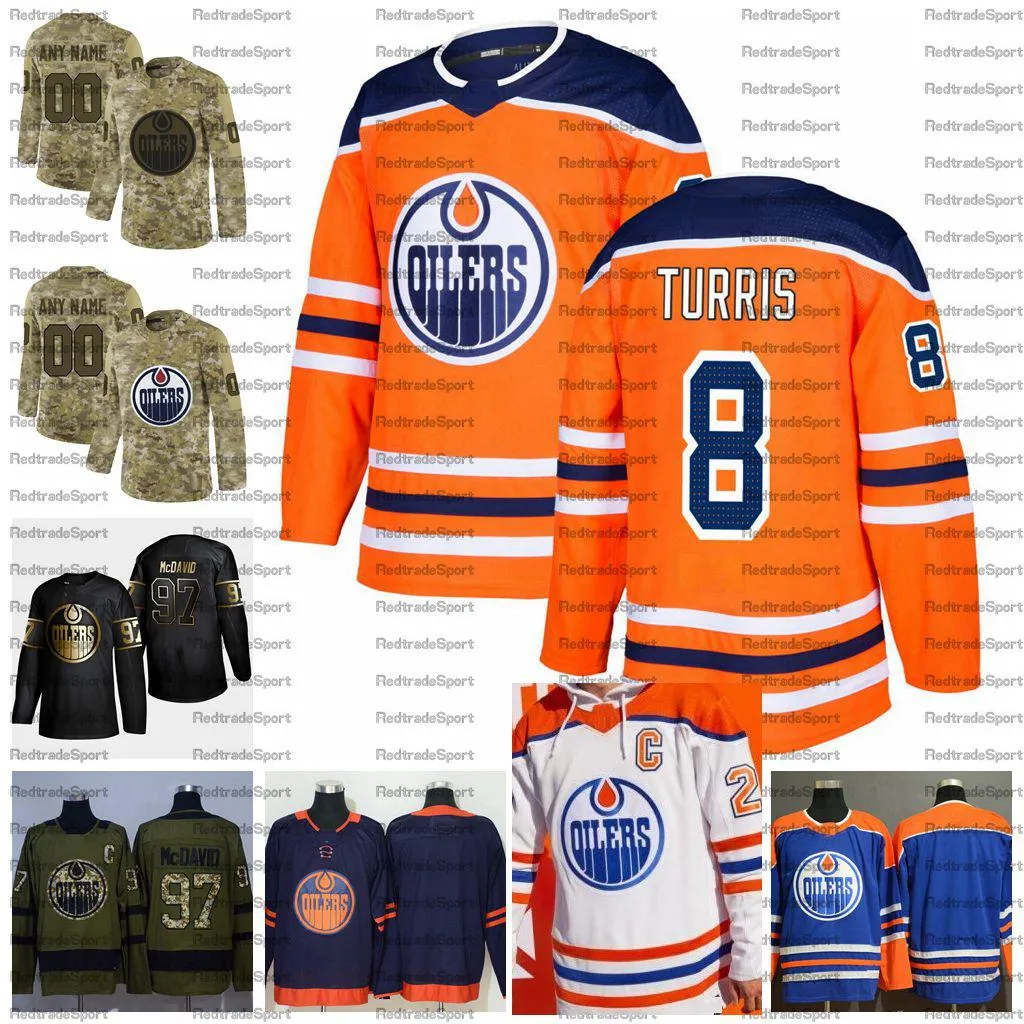 2021 Reverse Retro Anpassa #8 Kyle Turris Edmonton Oilers Hockey Jerseys Golden Edition Camo Veterans Day Fights Cancer Shirts