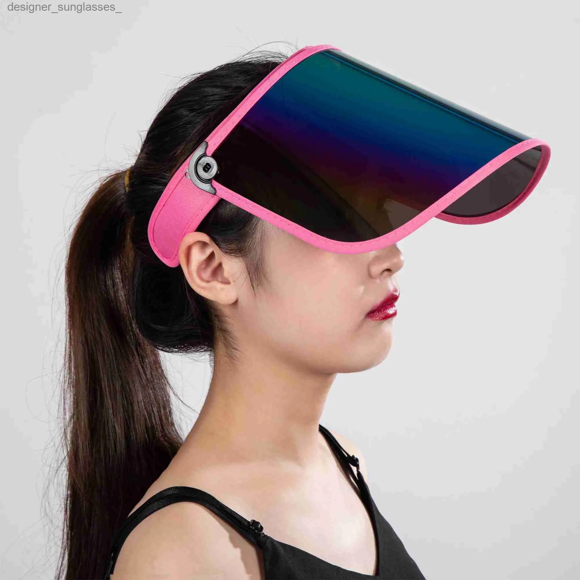 Pink rainbow iridescent hologram sun visor hat face shield spf protection beach $_57.JPG?set_id=8800005007 main image 2