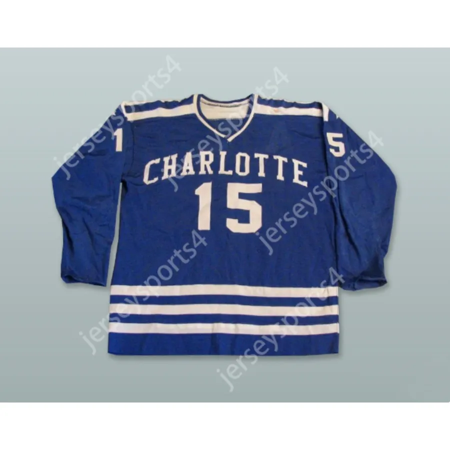 MAGLIA DA HOCKEY BLU ALLIE SUTHERLAND 15 CHARLOTTE CHECKERS NUOVA cucitura superiore S-M-L-XL-XXL-3XL-4XL-5XL-6XL