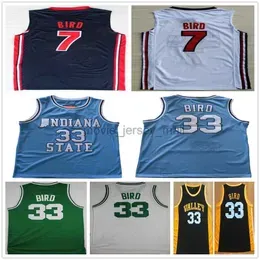 Ncaa Vintage Indiana State Sycamores College Basketball Jerseys Bird #33 Jersey Nation Team Dream Larry #7 Baby Blue Black Valley High