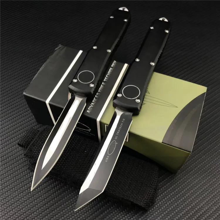 Black Micro Tech UT OTF Auto Knife 3.543 "D2 Steel Blade, T6 Aluminiumhandtag, Camping Outdoor Tactical Knives EDC Pocket Knifes UT85 BM 3300 3400 4600