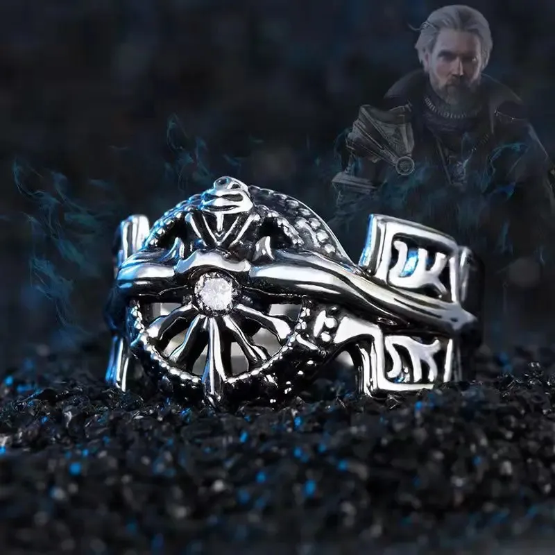 Bandringar F5 XV Öppningsringar för män Kvinnor Noctis Lucis Caelum FFXV Ring av Lucii Justerbara ringar Cosplay Jewelry 231218