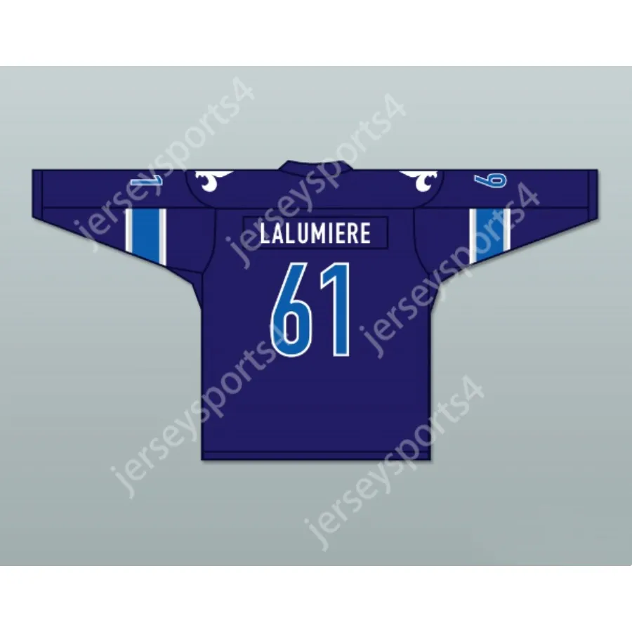 Aangepaste BLAUWE PHILIPPE LALUMIERE 61 LE NATIONAL DE QUEBEC HOME HOCKEY JERSEY NIEUW Top gestikt S-M-L-XL-XXL-3XL-4XL-5XL-6XL