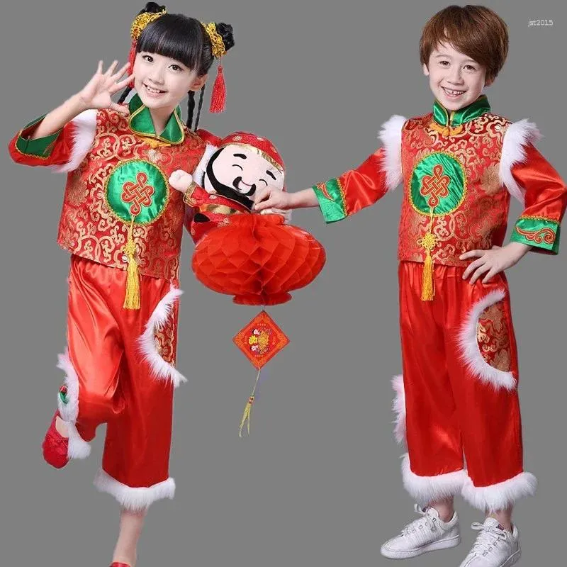 Stage Wear Enfants Traditionnel Chinois Année Vêtements Filles Costumes anciens Costume de danse folklorique Garçons Culture Tang Costume