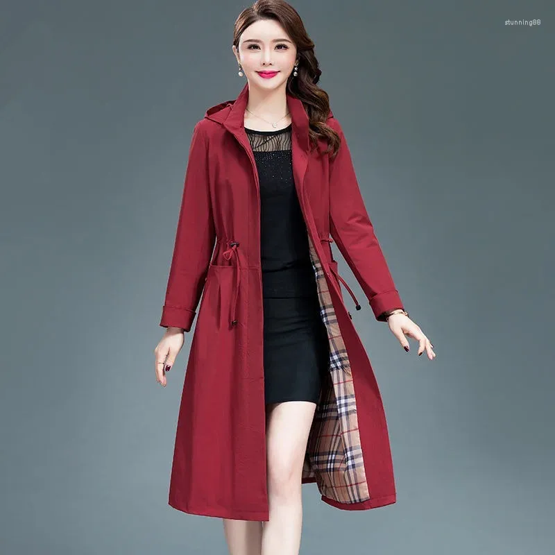 Women's Trench Coats 2023 Women Autumn And Winter Mom Elegant Top Western Style Age-Reducing Fashion Casual Slimming Mid-Length Coat