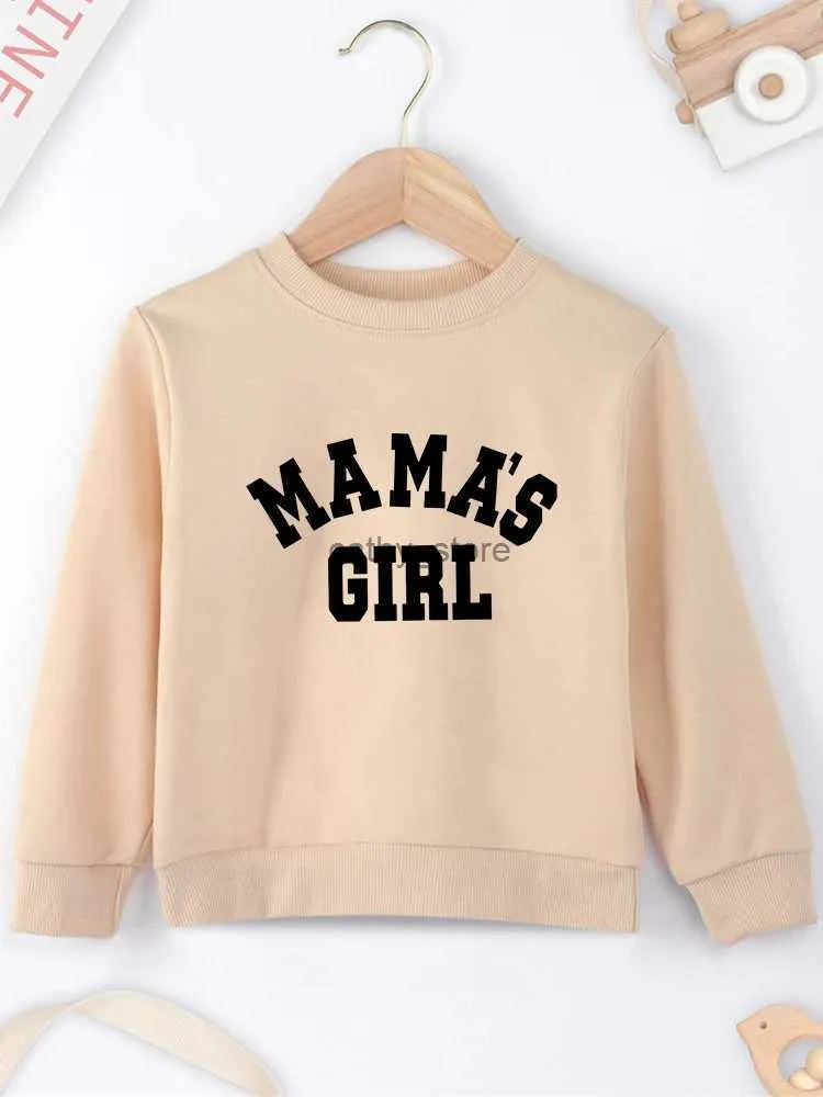 Trui Kaki Kindersweatshirts Comfortabel Hoge Kwaliteit Vier Seizoenen Dropship O Hals Babykleding Mama's Meisje Letters Kindertrui Losse TopsL231215