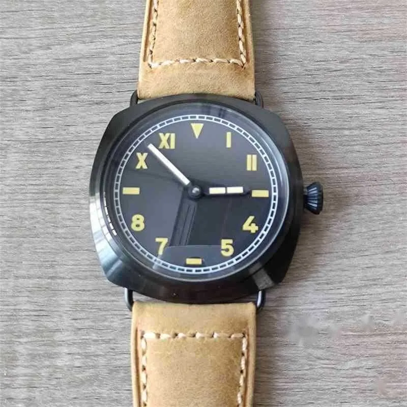Luksusowe wodoodporne zegarki zegarki Designer Watch 47 mm mechaniczny wybieranie czarnych skórzanych mężczyzn dla Wenga