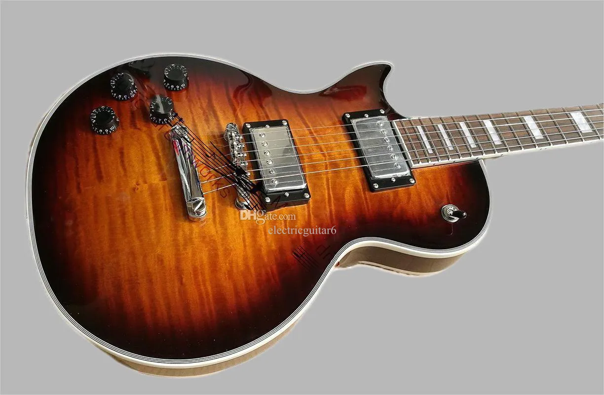 OEM: chitarra elettrica personalizzata per mano sinistra, tastiera in palissandro, top in acero fiammato, adesivo multistrato, AccCustom