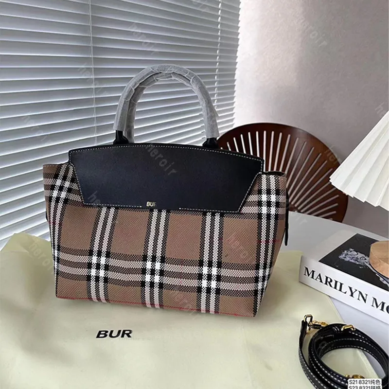 Women Handbag Hand bag Graceful Catherine Totes Shoulder Crossbody Bags Large Capacity Tartan Cotton Patchwork Color Detchable Strap Interior Zipper Purse