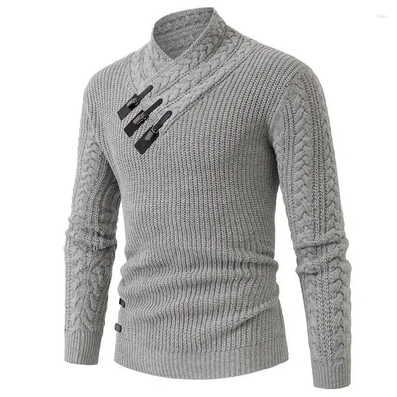 Мужские свитера 2023 Осень и зимняя мода с длинным рукавом вязаная топ -носить европейские американцы большой